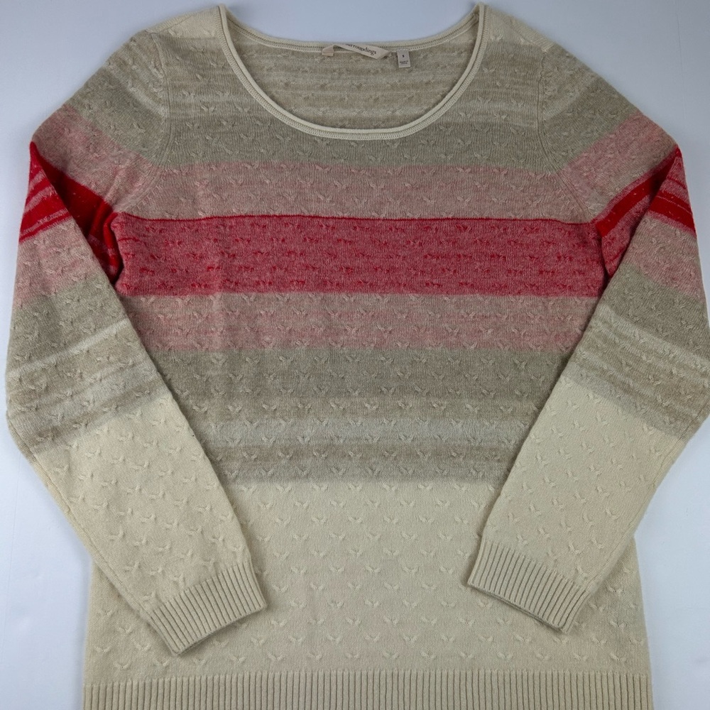 Soft Surroundings Cashmere Striped Women's Sweater Peach and pink